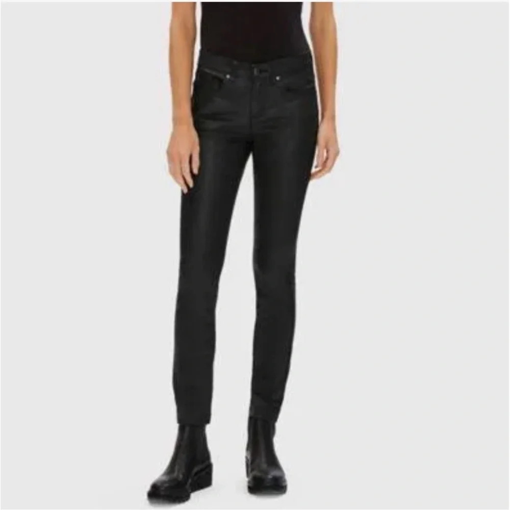 Eileen Fisher Waxed Organic Cotton Stretch Denim Pant in black